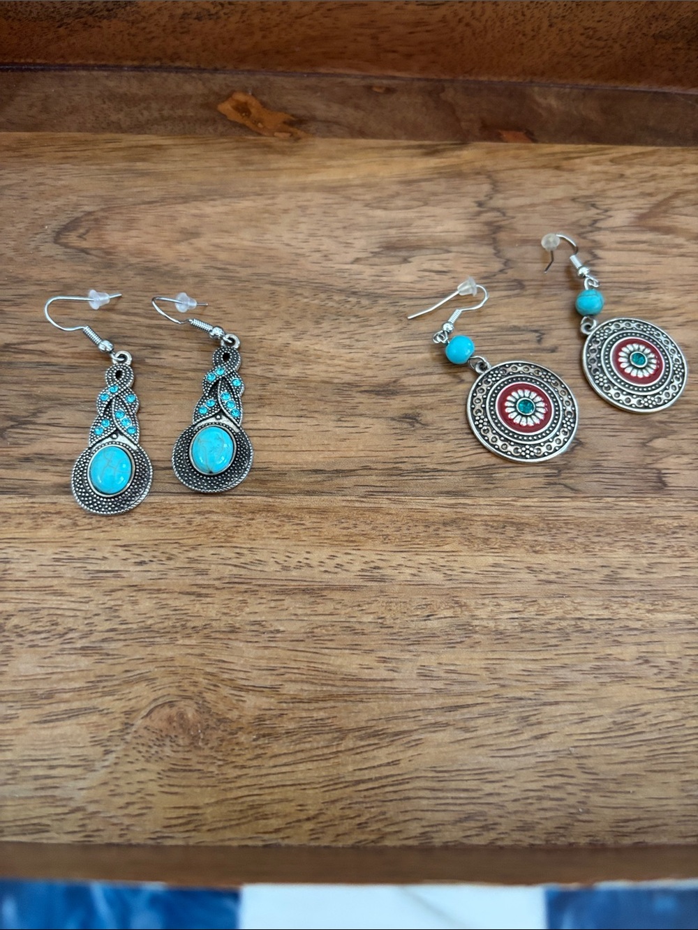 Fashion Jewelry Duo- Drop Earrings - Silver-Tone Boho Style